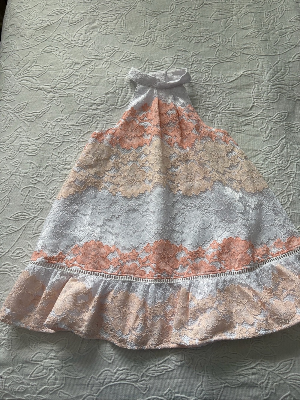 Janie and Jack Peach and Cream Lace Tiered Dress